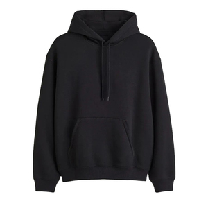 เสื้อฮู้ดผู้ชายสีดำ ผ้าฝ้ายฟลีซ 100% ทรงปกติ สวมใส่สบายๆ สำหรับฤดูใบไม้ร่วง ระบายอากาศได้ดี แขนยาว ถักทออย่างดี - Product Image 1