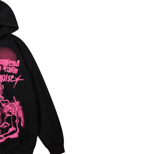 Sweat à capuche unisexe noir oversize en polaire, qualité supérieure, impression personnalisée ODM, coupe décontractée printemps, streetwear tendance - Product Image 2