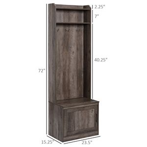 Panca rustica marrone con appendiabiti e scarpiera per ingresso, ideale per casa e hotel - Product Image 3