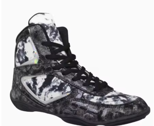 Custom Brand High Top Wrestling Training Shoes <b>Tie</b> Dye Black <b>White</b> PU Durable All Seasons Customized Logo & Material - Product Image 2