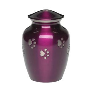 Urne classique en laiton pour animaux de compagnie avec des accents d'empreinte de patte d'or finition brillante métal commémoratif gravure personnalisée ailes d'ange petites urnes pour animaux de compagnie - Product Image 1