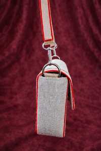 Handcrafted Textile <b>Handbag</b> with <b>Red</b> Tomato Embroidery White Green Trim Folk Art Style Crossbody Bag Beaded Party Bag - Product Image 5