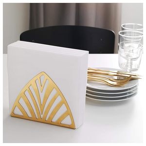 Porte-serviettes de luxe nordique doré – Support décoratif géométrique en fil métallique pour mouchoirs – Organisateur élégant de serviettes en papier pour table de mariage - Product Image 5