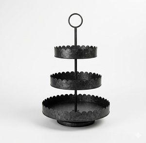 Three Tier Metal Cake <b>Stand</b> With Scalloped Edges Reusable Serving Tray For Desserts And <b>Cupcakes</b> Wedding Cake Serving <b>Stand</b> - Product Image 1