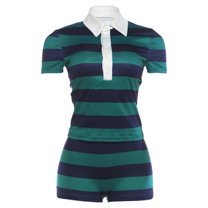 Shorts sexy pour femmes, rayés, à manches courtes, séchage rapide, respirants, décontractés, été, coupe ajustée, taille avec logo, tricotés, 100% coton, effet ventre plat - Product Image 3
