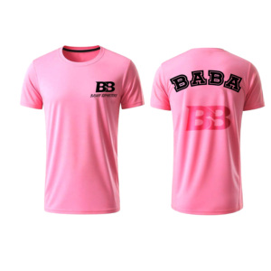 T-shirt rose pour homme, coupe classique, col rond, manches courtes, imprimé logo BB, impression numérique, anti-rétrécissement, respirant, design tricoté décontracté - Product Image 1
