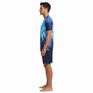 Ensemble de maillot de tennis sublimé pour homme Gradient Blue Moisture, manches courtes, coupe athlétique, tissu respirant, vêtements d'été - Product Image 5