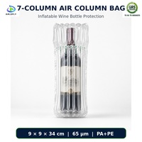 Sac à colonnes d'air en forme de Q à 7 colonnes personnalisé OEM pour l'expédition de bouteilles de vin, emballage protecteur gonflable PA+PE certifié GRS