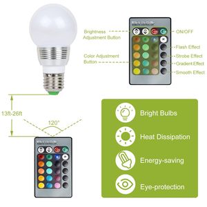 Lampadine LED Smart RGB a 16 Colori Cangianti E27 3W Dimmerabili con Telecomando IR per Illuminazione d'Atmosfera - Product Image 4