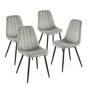 Ensemble de 4 chaises de salle à manger rembourrées de style moderne du milieu du siècle, avec assise incurvée en mousse haute résilience et structure robuste en métal en forme de X - Product Image 1