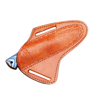 Cuchillo de Caza de Hoja Fija Negro con Mango con Patrón Azul y Blanco, Cuchillo de Supervivencia para Campamento al Aire Libre, Cuchillo Utilitario con Agarre Ergonómico - Product Image 3