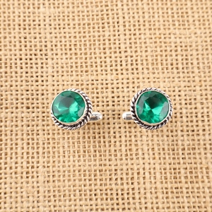 Novedad 2026: Juego de gemelos de diseño artesanal con corazón de bosque y peridoto, incrustados en plata de ley 925, para mujer. - Product Image 2
