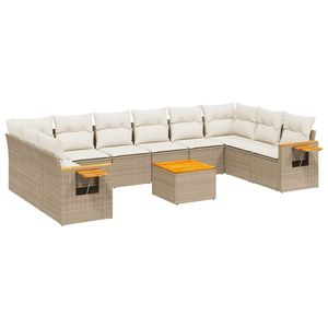 Conjunto de Sofás Modulares Grandes de Ratán Sintético PE Beige para Jardín, Muebles de Jardín Modulares Cómodos - Product Image 2