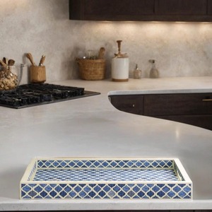 Plateau de service multifonctionnel moderne en bois incrusté fait main de luxe pour la maison – Vente en gros - Product Image 2
