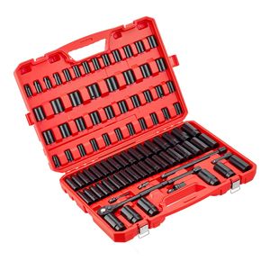 Set di 96 Chiavi a Bussola da 3/8 Pollici, 6 Punte, Profonde e Poco Profonde, SAE e Metriche (da 8 a 22), per Riparazioni - Product Image 4