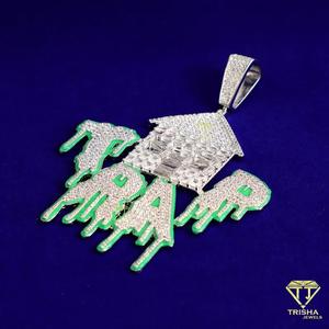 สร้อยคอจี้กับดักบ้านพรีเมี่ยม VVS 925เพชรสำหรับปลูกเครื่องประดับสตรีทแร็ปเปอร์สีเงิน - Product Image 3