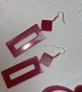 ชุดต่างหูทองเหลืองสีดำทรงสี่เหลี่ยมทำด้วยมือทำจากเขาควายธรรมชาติแท้สีดำทำด้วยมือ - Product Image 4