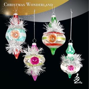 Décoration de Noël et du Nouvel An en gros : Ornement semi-fin en verre mercure bleu, rouge, vert, violet, or, avec finition argentée et guirlande de paillettes - Product Image 2