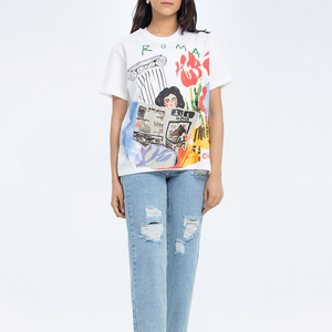 T-shirt en jersey de coton blanc à manches courtes et col rond pour homme, coupe classique, couleur unie, design tricoté - Product Image 6