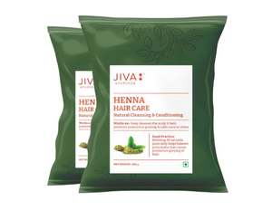 Polvo para el Cuidado del Cabello Jiva Henna 200 g - Paquete de 2 (400 g) |   100% Puro y Natural |   Limpia y Nutre el Cabello y las Raíces - Product Image 1