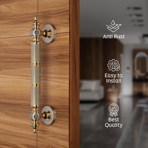 Manija Decorativa de Metal para Puerta, Acabado Latón Antiguo, Manija Larga con Placas de Montaje para Puertas de Entrada de Madera, Hogar, Hotel - Product Image 1