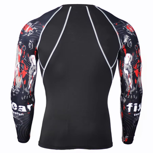 OEM ODM Rashguard pour hommes en Spandex imprimé par sublimation, Rashguard BJJ, Rashguard de compression pour la gym, le surf et la plongée, T-shirt MMA - Product Image 3