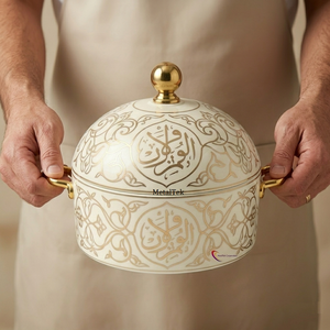 Luxury 3pc Hot Pot Stainless Steel Enamel Coated Arabian Style Thermal Insulated Casserole Food Warmer <b>Serving</b> <b>Dish</b> Stock Pots - Product Image 4
