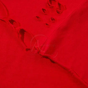 Amazop Men's <b>Oversized</b> <b>Red</b> T-<b>Shirt</b> Short Sleeve O-Neck Street Style Knitted With Rhinestone Stars Logo Front - Product Image 3