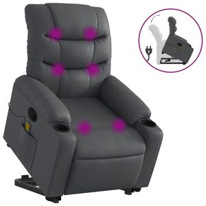 Gray <b>Faux</b> <b>Leather</b> Stand-Up Massage Recliner <b>Chair</b> - Product Image 2