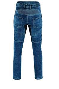 TITAN TREAD WEAR Jeans de mezclilla de moto para hombre, de cintura alta, ecológicos, con dobladillo deshilachado, diseño empalmado, transpirables, lavados a la piedra, desgastados - Product Image 2