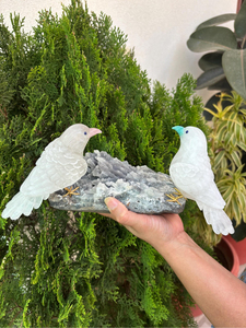 Escultura de Pájaro de Cuarzo Blanco Natural con Cristales de Calcedonia y Apofilita, Proveedor Mayorista OEM ODM - Product Image 4