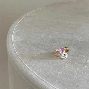 Moissanite Vivid Pink Pear & Round Cut Toi et Moi <b>Ring</b> Original <b>925</b> <b>Silver</b> <b>With</b> Gold Plated Fine Unique Style For Girlfriends - Product Image 2