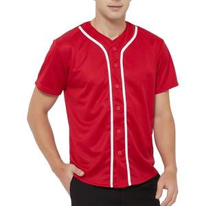2026 Men's Baseball Jersey Breathable <b>Polyester</b> Plain Button <b>Shirts</b> Plus Size Short Team Sports Uniforms for Sublimation - Product Image 3