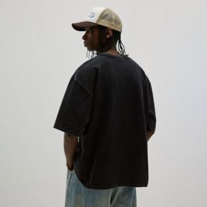 Black Men's Graphic Digital Print Cotton T shirt Short Sleeves Hip Hop Fashion <b>Tshirts</b> Loose Drop Shoulder Casual With Printing - Product Image 3