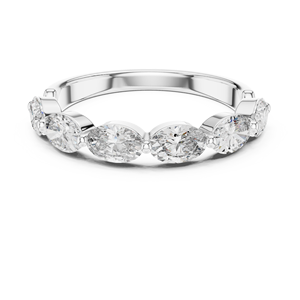 Elegant Oval Shape Lab Grown Diamond <b>Ring</b> Solid Gold 10K 14K 18K / <b>925</b> <b>Silver</b> Women Half Eternity Wedding Band - Product Image 5