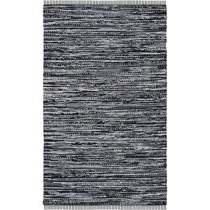 Handmade Indian Luxury Cotton Carpet Modern Rectangular Design Recycled <b>Black</b> Floor Mat <b>for</b> Home Prayer Area <b>Rug</b> by Designer - Product Image 1