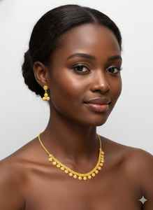 Conjunto de Collar, Pendientes y Anillo de Diseño en Aleación de Cobre y Oro de 14K para Novia |   Compromiso de Boda Tradicional - Product Image 2