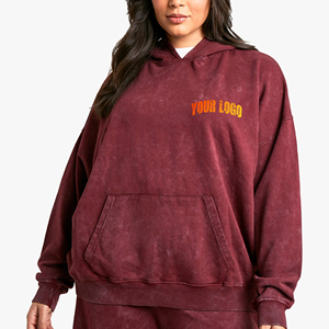 Sudadera con Capucha Extra Grande para Mujer, Color Sólido, Felpa de Algodón, para Otoño, con Bolsillos, Estilo Tejido de Longitud Regular - Product Image 3