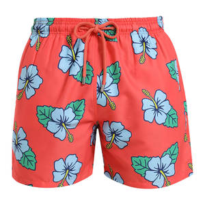 Nuevos Shorts de Playa para Hombre, Azules, Estampados con Sublimación Tropical, de Poliéster, con Cintura Ajustable con Cordón, Secado Rápido para Verano - Product Image 1