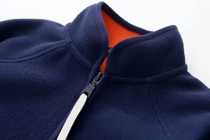 Custom Kids Double Layer Polar Fleece <b>Jacket</b> Navy Blue Orange Stand Collar Full Zip Up Children Outdoor Warm Soft Coat - Product Image 6