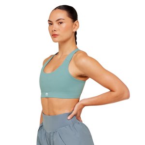 Custom Logo Women GS Storm Blue Running <b>Bra</b> Nylon Spandex Medium Support <b>Racerback</b> Athletic Yoga Top Gym Fitness Workout Wear - Product Image 3