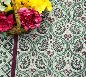 Alfombra de algodón estampada artesanal india, lavable, de tejido plano, para el hogar, estilo bohemio, hecha a mano, antideslizante y ecológica. - Product Image 2