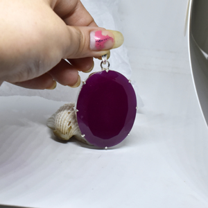 Pendentif en rubis rouge en gros, en argent sterling 925, pierre précieuse ronde facettée, bijou artisanal pour femme - Product Image 4