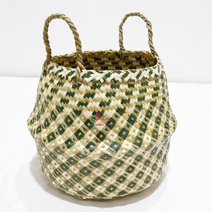 New Design Palm Leaf Belly Basket Durable <b>Collapsible</b> Laundry Toy <b>Storage</b> Bin - Product Image 6