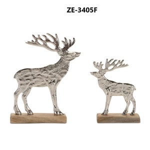 Handmade Metal Deer Sculpture <b>Figure</b> Set of 2 Rustic Animal Decor for Tabletop <b>Christmas</b> Living Room ZE-3405F - Product Image 1