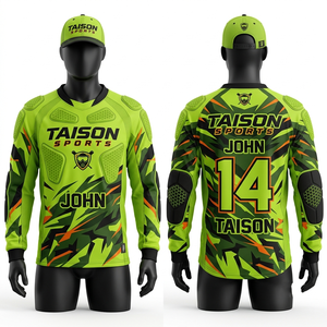 Tissu interlock en polyester premium 280 GSM, gris camouflage, maillot de paintball avec panneaux latéraux en mesh, logo personnalisé par sublimation - Product Image 5