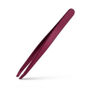 Pince à épiler de précision en acier inoxydable, pointe lisse, couleur bordeaux - Product Image 1