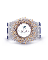 Pragalbh Jewels Luxus-Modeuhr mit Quarzwerk, Vereister Krone, Mikro-Pavé-Moissanit und Silikonarmband für Herren