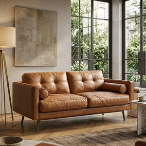 High Quality Two Seater Leather <b>Sofa</b> with Solid Wood <b>Frame</b> Modern Living Room Couch for Villa Hotel Warehouse and Home Use - Product Image 2