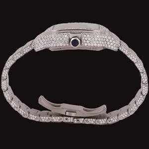 Customized Multi Color Roman Numerals <b>Square</b> Glass Dial Fully Iced out Moissanite Diamond White Gold Hip Hop Style Fashion <b>Watch</b> - Product Image 5